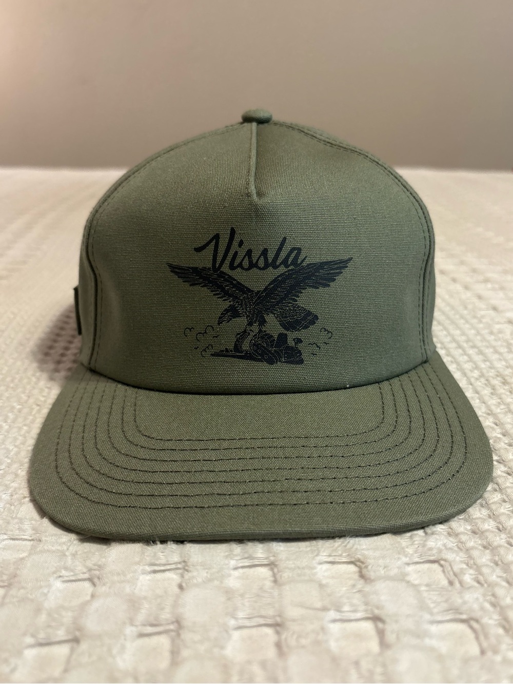 VISSLA Olive Eagle Embroidered Snapback Hat